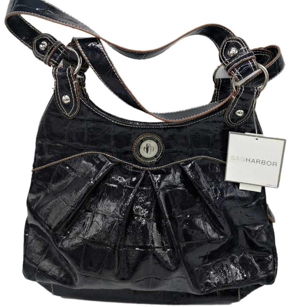 NWT Sag Harbor Black Crocodile Roxy Tote